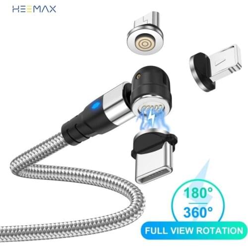 Magnetic Cable Micro Type C USB Cable 3A Fast Magnetic Charging 540 Rotate Wire Usbc Type-C 3 in 1 Charger Cord For Iphone