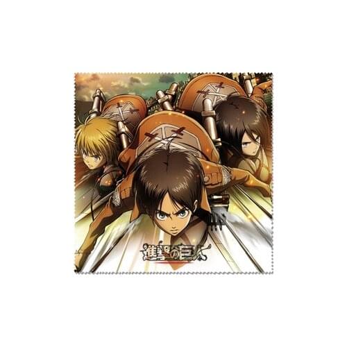 1PCS Attack on Titan Fashion Jewelry Tools Anime Customized Glasses Cleaning Cloth Cartoon Eyewear Accessories Unisex New