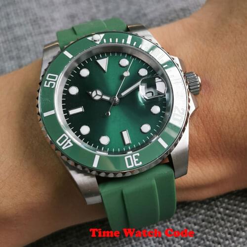 Miyota8215 NH35 40mm Hulk Automatic Mens Watch Date DIsplay sapphire glass rubber strap Cyclops Ceramic Bezel Insert Luminous