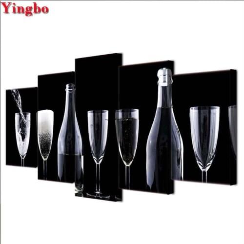 DIY Diamond Embroidery 5 Piece Red wine cup Diamond Painting Cross Stitch Full Square Round Mosaic Restaurant/bar decoration art