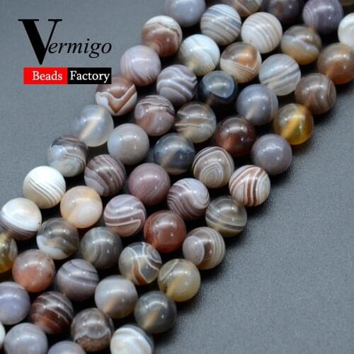 Natural Stone Botswana Sardonyx Agates Round Loose Beads For Jewelry Making DIY Bracelets Accessories 6 8 10mm 15" Strand