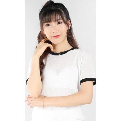 Latest 2021Summer Womens T-shirt Short Sleeve Ice Silk Slim Knitted Blouse Sweatshirt Breathable Sexy Female Round Neck