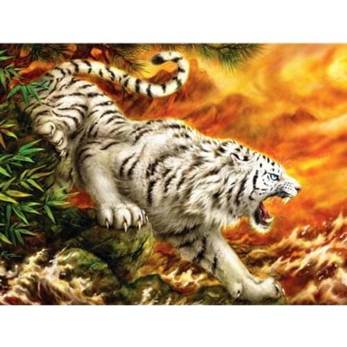 New Arrival Diamond Painting Cross Stitch Tiger Full Square/Round Diamond Embroidery Animal Picture Of Rhinestone Decor For Home