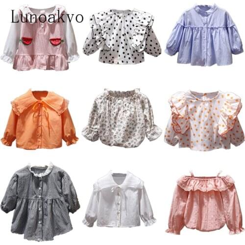 Lunoakvo Toddler Girl Fall Clothes 2021 New Fashion Casual Long Sleeve Blouse Solid Color Girls Tops Kids Clothing