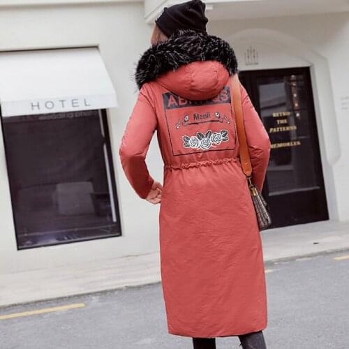 Real 2019 Autumn And Winter Dress New Pattern Down Jackets Korean Will Code Suit-dress Long Fund Two-sided Cotton Coat Fat MM