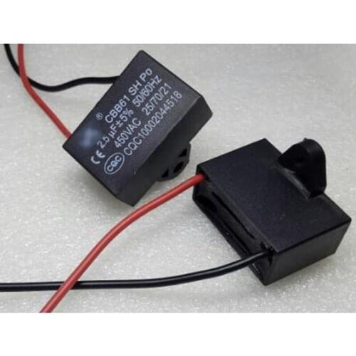 CBB61 capacity 2.5uf450VAC,Fan starting capacitance,With two lines,50/60HZ,New