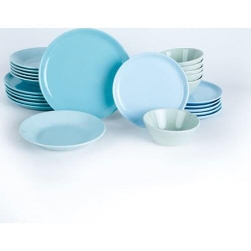 Hitit Gradient Turquoise Blue Dinnerware 24 Pieces Dinner Plates for 6 People Tableware Serving Platter Meals