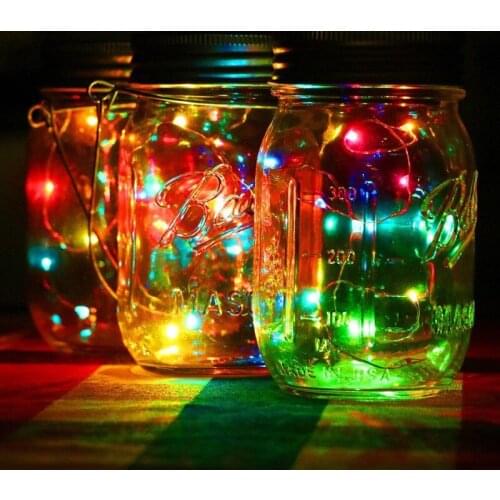 Solar Mason Jar Lights, 20 Led String Jar Lids Lights with Jars/Hangers Included,Decorations for Party Garden Patio Christmas