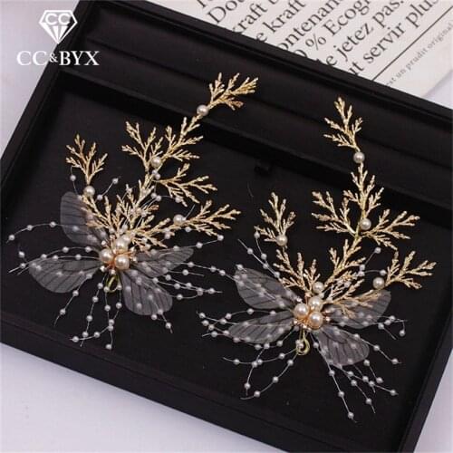 CC Wedding Jewelry Hairgrips Hair PIns Combs Butterfly Shape Feather Engagement Accessories For Party Fashion Crystal Leaf 6891