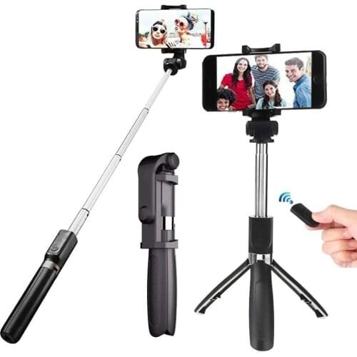 Universal 3 in 1 Wireless Bluetooth-Compatible Selfie Stick Extendable Monopod Foldable Tripod With Remote Phone holder