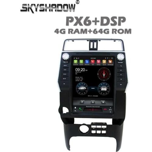 Vertical Tesla DSP IPS Car DVD Player PX6 Android 10.0 Wifi Bluetooth 5.0 RDS Radio GPS For Toyota PRADO 2018 - 2020