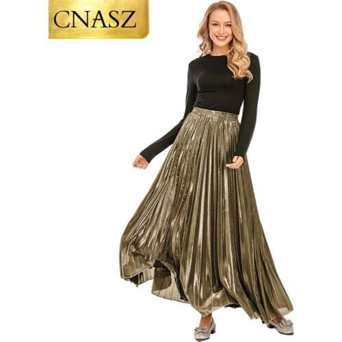 High Waist New Fabric Summer Bohemian Pleated Maxi Skirts Solid Color Big Hem Long Skirt Dresses With Lining