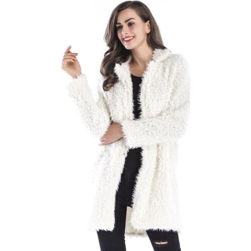 High Quality 2019 Autumn Winter XXL Wool Coat Womens New Jackets Elegant Long-sleeved Jacket Lapel Furry Female Long Outerwear