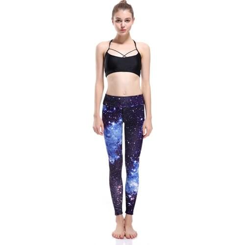 Hot Sales Blue Galaxy Print Womens Yoga Tracksuits Sweat Absorbing Harajuku Printing Womens Sports Pants 3XL 3 Patterns