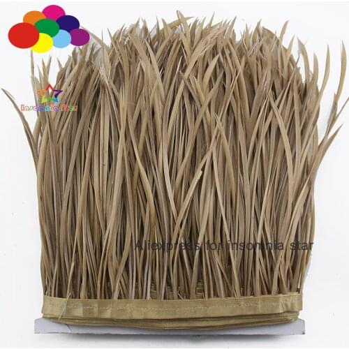 1/5/10 meter 15-20 cm Dyed Khaki Stripped Goose Boits Feathers Trimming Headdress Decor Plume for Wedding Decoration