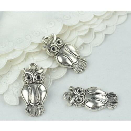 15pcs alloy Tibetan Silver Plated owl Charms Pendants for Jewelry Making DIY Handmade Craft 26*13mm 2148