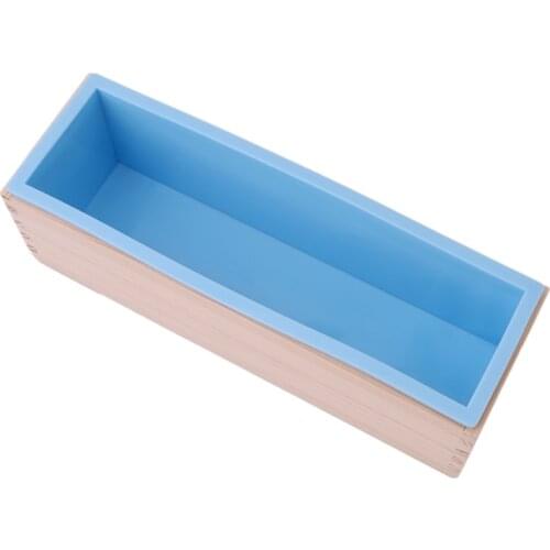 2021 Rectangular Soap Mold Silicone Flexible Loaf Mould With Wood Box For Homemade Cold Process 900g/1200g