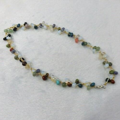 3pcs/lot Natural Crystal Quartz Stone Agates Colorful Hand-woven Colorful Choker Torque Energy Treat Beaded Necklace Collar Free