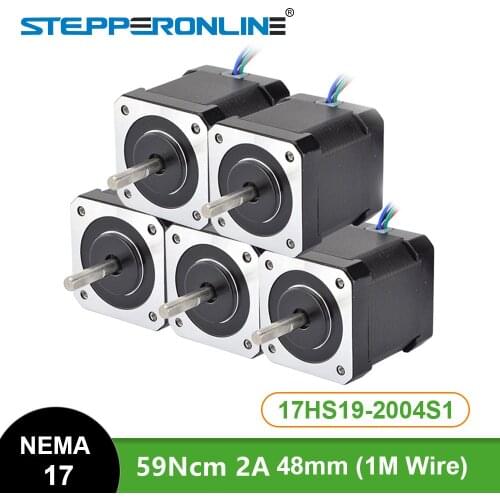 5PCS Nema 17 Stepper Motor 4-lead 48mm 59Ncm(84oz.in) 2A 1m Cable (17HS4801) Nema17 Step Motor for DIY 3D Printer CNC Robot XYZ