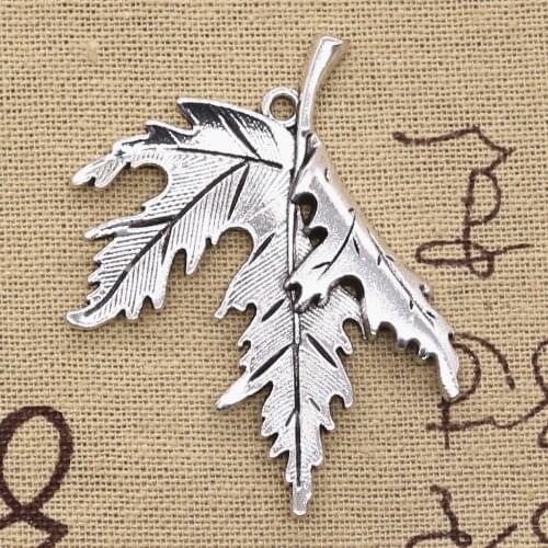 4pcs Charms Folding Maple Leaves 55x44mm Antique Bronze Silver Color Pendants Making DIY Handmade Tibetan Silver Color Jewelry