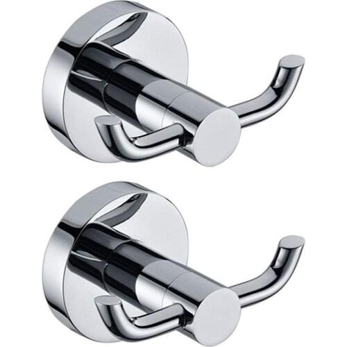 Promotion! 2pcs Stainless Steel Towel Holder Hooks Brass Chrome Door Bathroom Robe 2 Hook Hat Clothes Wall Door Hanger Chrome