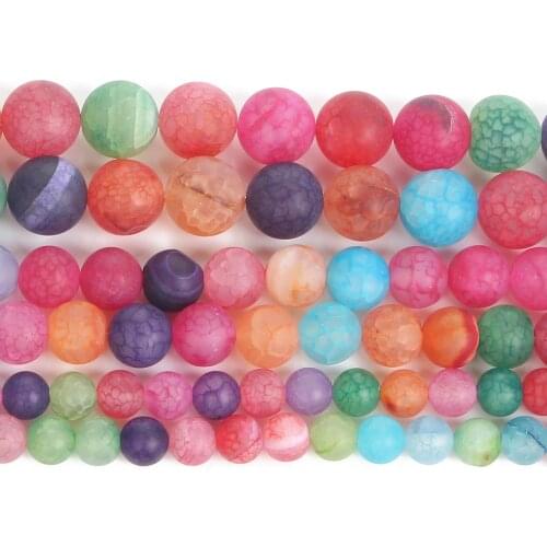 Matte Agate Natural Stone Beads Round Loose Beads For Jewelry Making DIY Bracelets Necklace Accessories Beads 6/8/10MM