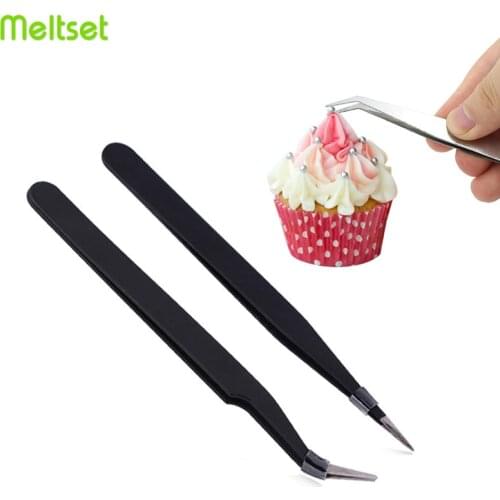 Cake Decoration Tweezer Stainless Steel Anti Static Tweezers Clip for Icing Sugarcraft Cake Decorating Baking Tools for Cakes