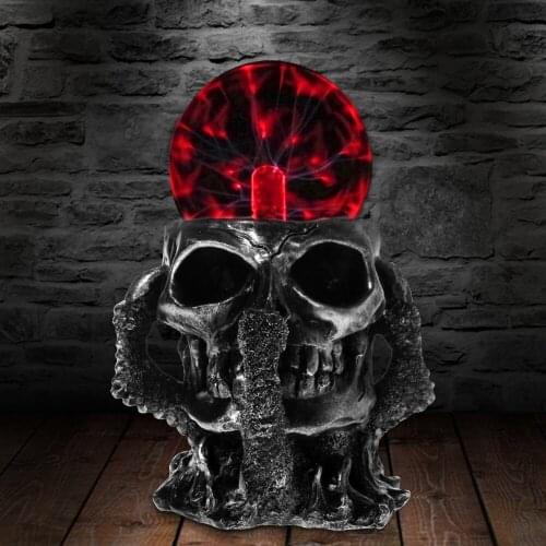 Black Skull Hand Tesla Glass Plasma Ball Resin Lighting Lamp Party magical Party Magical Ball Electrostatic Falshing Ball Gift