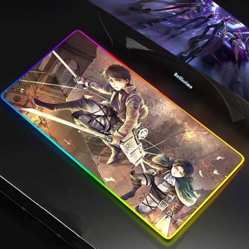 RGB LED Gaming Mouse Pad XXL 90x40 Mousepad Cool Mause Pad Keyboard Desk Carpet Game Rubber No-slip Mouse Mat Attack on Titan