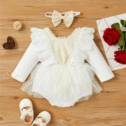 Ma&Baby 0-18M Newborn Infant Baby Girls Lace Romper Princess Ruffles Jumpsuit Birthday Party Autumn Spring Costumes DD88
