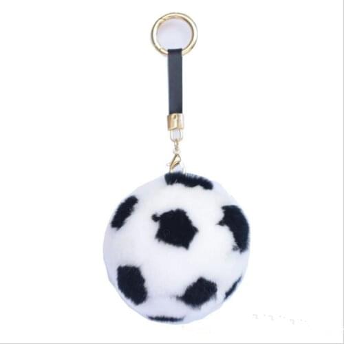 Diameter 10cm Fluffy Real Rex Rabbit Fur Pompom Ball Keychain Women Bag Charm Pendant Cute Trinket Car Key Ring Ornaments Toy Gi
