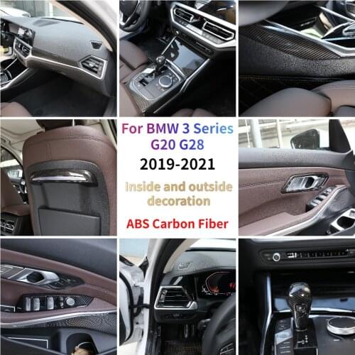 For BMW 3 Series G20 G28 2019-21 ABS Carbon Fiber Car Center Console Gear Shift Decoration Panel Cover Stickers Car Accessories