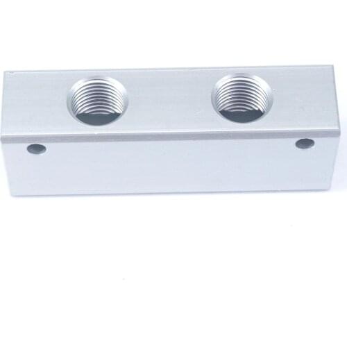 G1/4" BSP 2 Way 4 Port Solid Aluminum Pneumatic Air Manifold Block Splitter