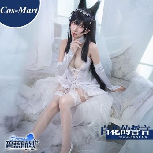 Hot Game Azur Lane Atago Cosplay Costume White Flowers Oath Wedding Dress Lady Role Play Clothing S-XL Limited Inventory