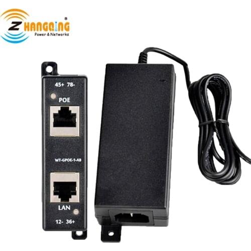 GPOE-1AB 1Port Gigabit PoE Injector with 48V30W Power Supply Dual DC Power Hole for IP Camera VOIP Phone Wireless AP etc