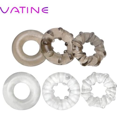 IKOKY Delay Ejaculation 3Pcs/set Penis Ring Cock Ring Male Masturbator Sex Toys for Men