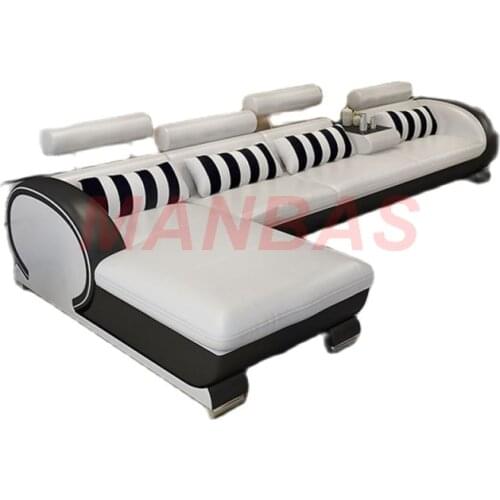 Living Room Sofa set furniture real genuine leather sofas salon couch puff asiento muebles de sala canapé L sofa cama headrest