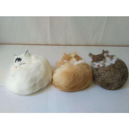 Simulation sleeping cat model,plastic&furs sounds miaow cat handicraft about 12x10cm 1475