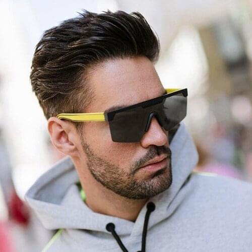 Fashion Rimless Sunglasses Women 2019 Trendy Rectangle Sun Glasses Summer Traveling Style UV400 Yellow Black Shades for men