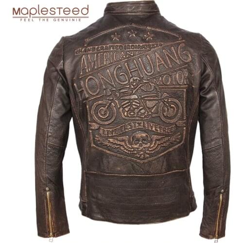 Vintage Motorcycle Leather Jacket Men 100% Genuine Cowhide Leather Coat Men Slim Fit Bomber Moto Biker Leather Coat Winter M261