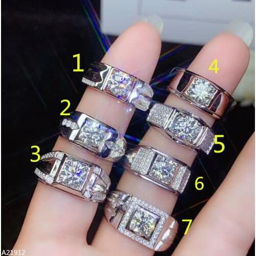 KJJEAXCMY boutique jewelry 925 sterling silver mens ring with 1.0 carat diamonds With certificate