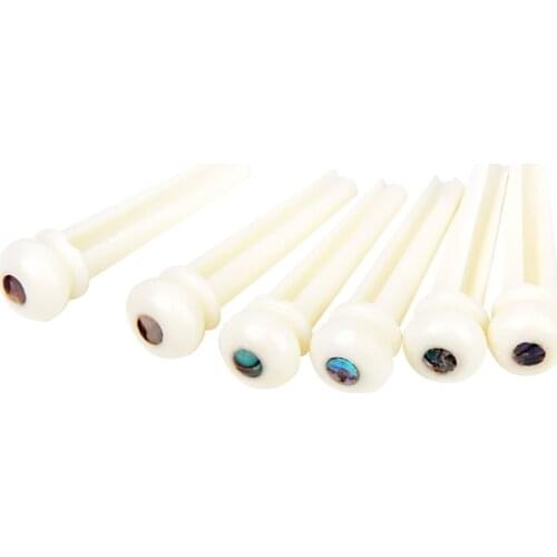 Set of 6 Beige Bone Bridge Pegs Endpins with Dot Inlaid for Acoustic Guitar Luthier Supply