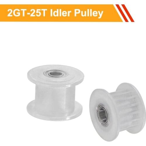 Tension Belt Idler Pulley 2GT 25T with/without Teeth 7mm/11mm Belt Width Toothed Pulley Wheel 3/4/5/6mm Bore Idler Pulley