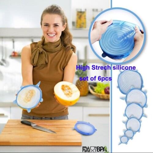 New Silicone Lid Saran Food Storage vacuum bowl Pot Cover Gel Stretch Lids silicone caps pots Pan Kitchen Vacuum Lid Sit Cover