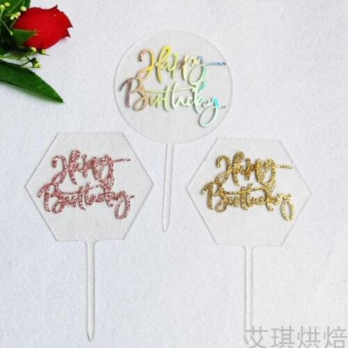New Acrylic Happy Birthday Cake Topper Double Layer Cake Topper For Baby Shower Kids Gilrs Boys Birthday Party Cake Decorations