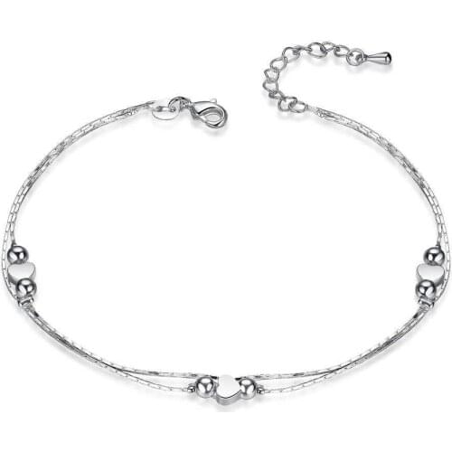 New Fashion Anklet 925 Sterling Silver -silver-jewelry Love Heart Shape Box Chain for Women Wedding Foot