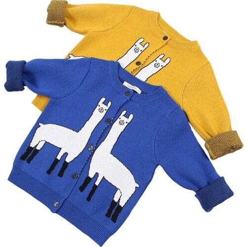 Mother And Daughter Clothes Childrens Sweater Boys Girls Alpaca Cardigan Sweater Korean Version Of The Parent-child Sweater