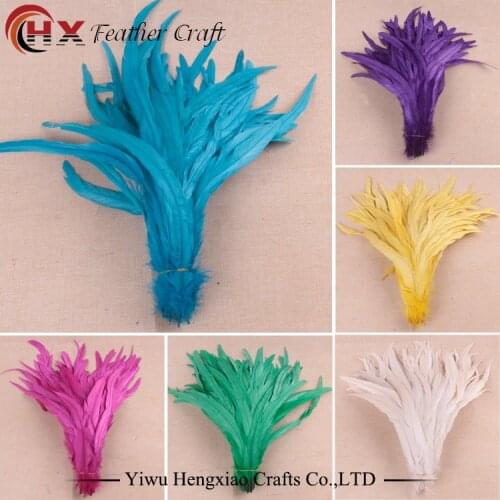 Factory wholesale 50pcs/lot rooster tail feather colorful 30-35cm(12-14inch) colored feathers for sale