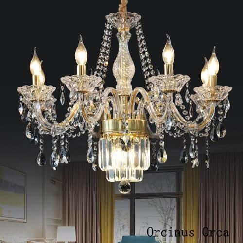 European luxury candle crystal chandelier living room dining room bedroom French retro Golden Creative Glass Chandelier