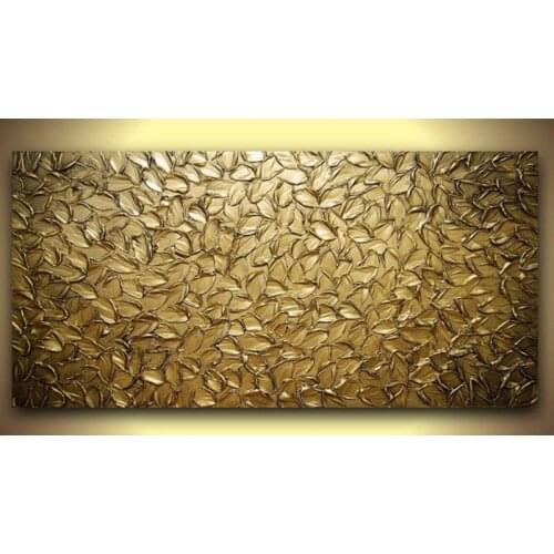Hand Painted High Quality Bronze Gold Palette Knife thick oil painting Canvas Wall Decor Living Room Artwork Fine Ar hotel bart